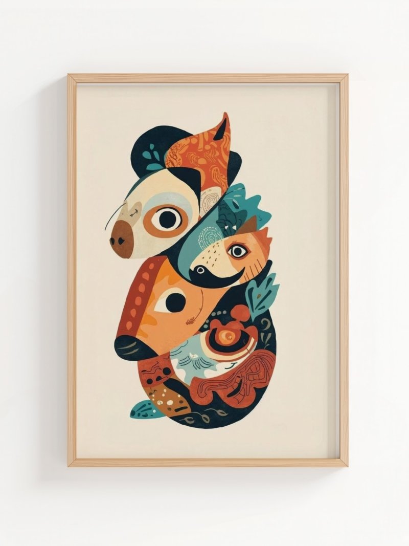 Forrest Companion art print, illustrated woodland creature in earthy tones, wall art by The Nomad Archive
