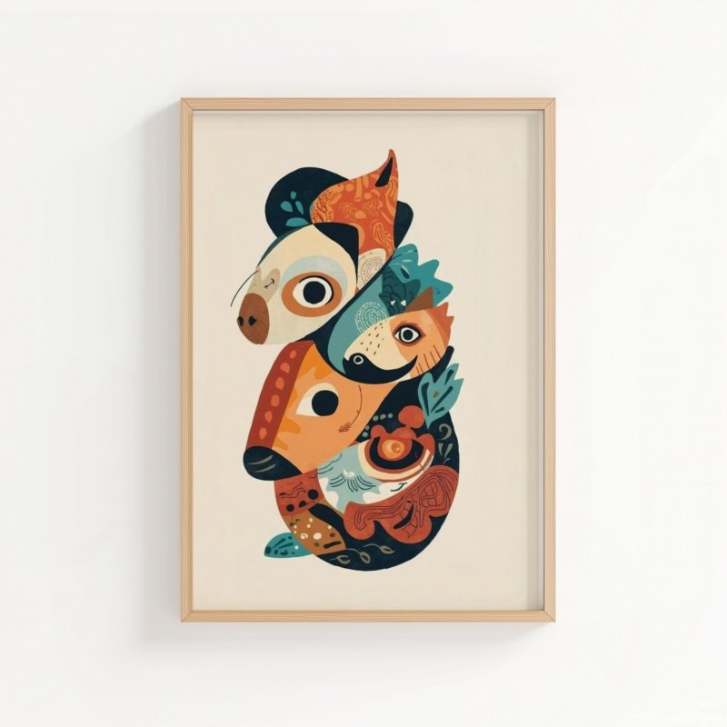 Forrest Companion art print, illustrated woodland creature in earthy tones, wall art by The Nomad Archive