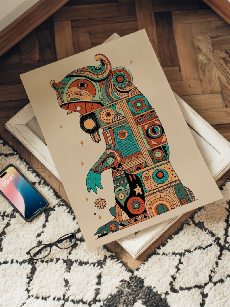 Mountain Bear art print on fine print paper, illustrated bear in nature, wall art by The Nomad Archive
