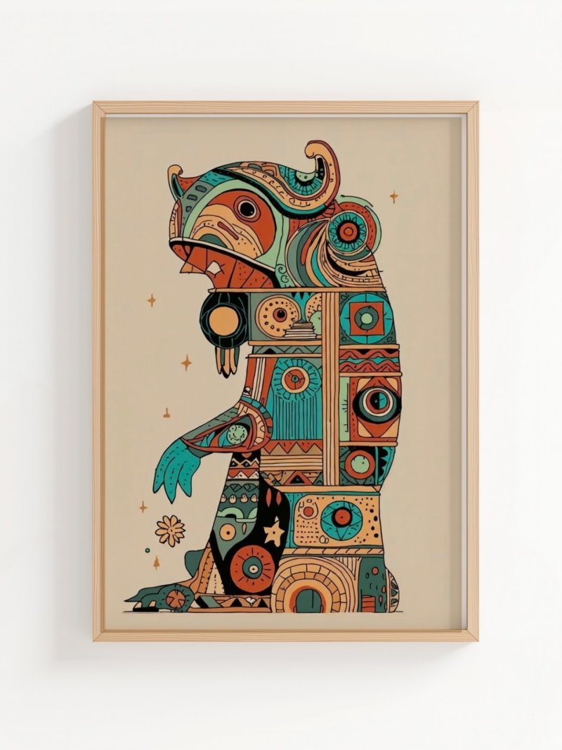 Mountain Bear art print, illustrated bear in nature, wall art by The Nomad Archive