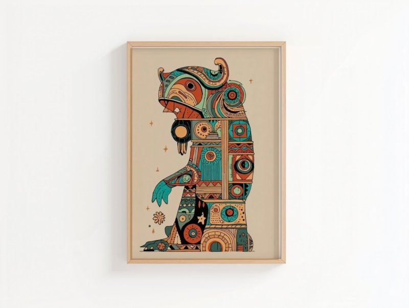 Mountain Bear art print, illustrated bear in nature, wall art by The Nomad Archive