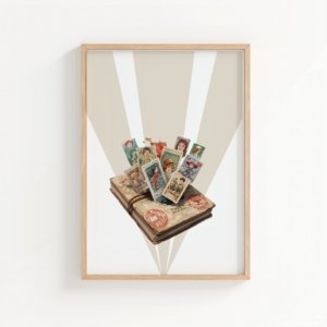 Postcard Essentials art print, minimalist travel-inspired illustrations, wall art by The Nomad Archive