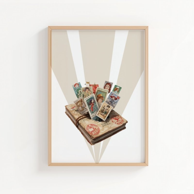 Postcard Essentials art print, minimalist travel-inspired illustrations, wall art by The Nomad Archive