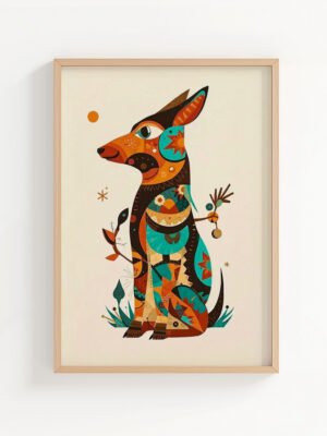Quiet_Watchdog_main Quiet Watchdog art print, colorful folk art dog illustration, wall art by The Nomad Archive