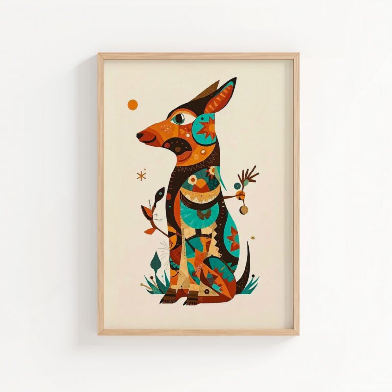Quiet_Watchdog_main Quiet Watchdog art print, colorful folk art dog illustration, wall art by The Nomad Archive