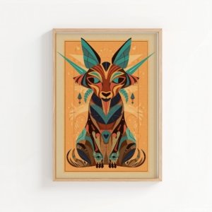 Sacred Goat art print, decorative goat illustration in rich tones, wall art by The Nomad Archive