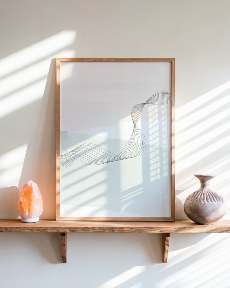 The Wave art print, framed, minimalist line art wave drawing, wall art by The Nomad Archive