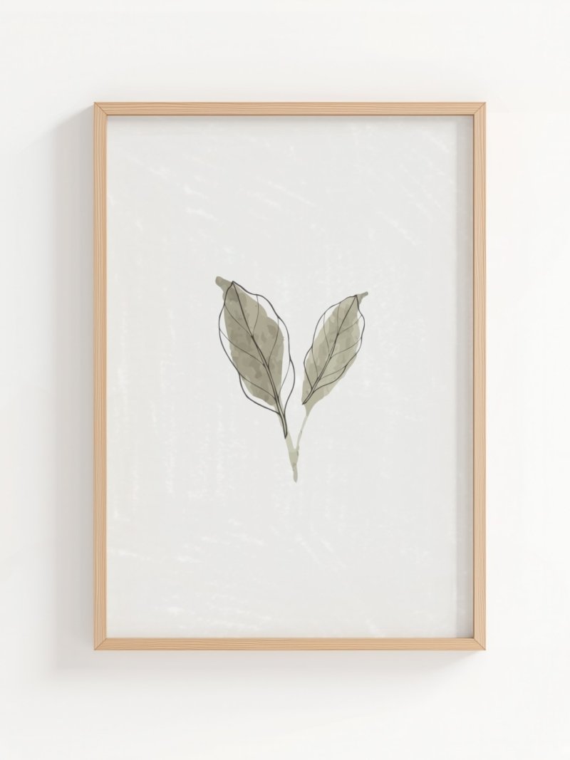 The Leaf art print, minimalist botanical line drawing, wall art by The Nomad Archive