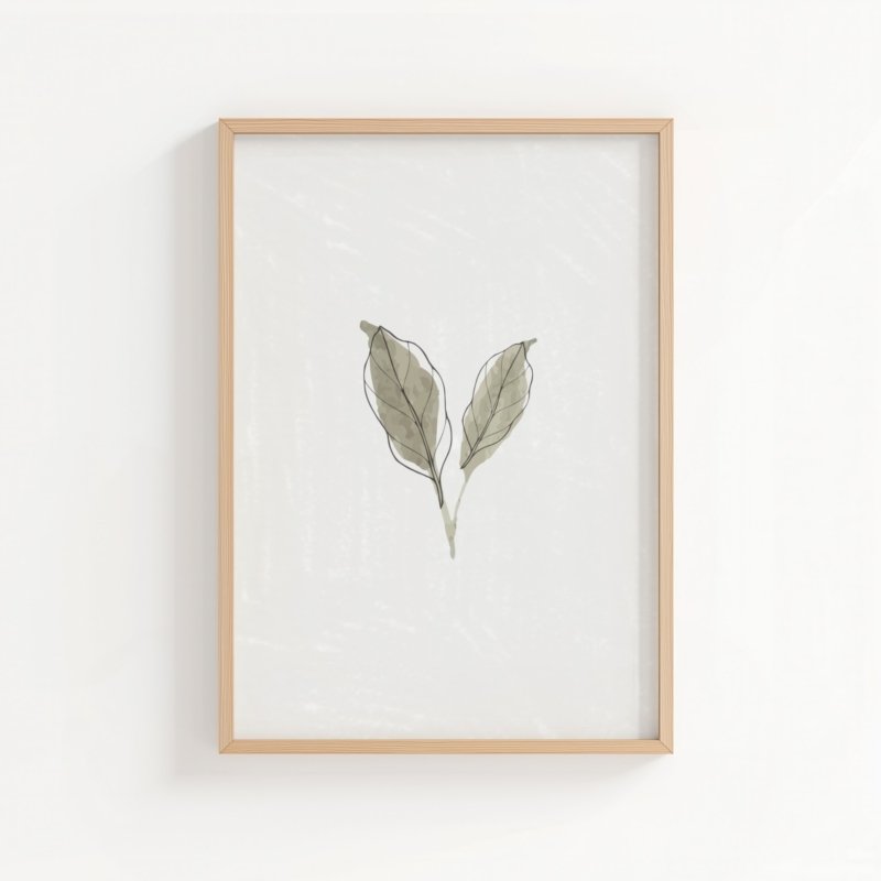 The Leaf art print, minimalist botanical line drawing, wall art by The Nomad Archive