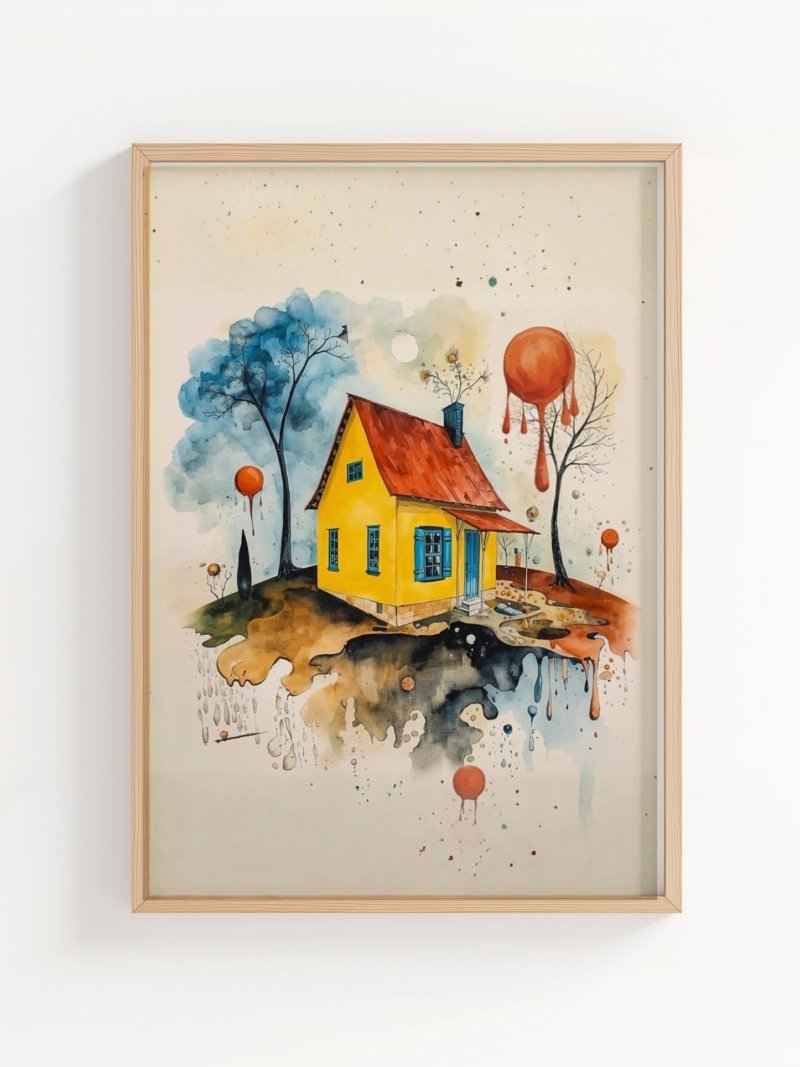 Transient Home art print, abstract architectural illustration, wall art by The Nomad Archive